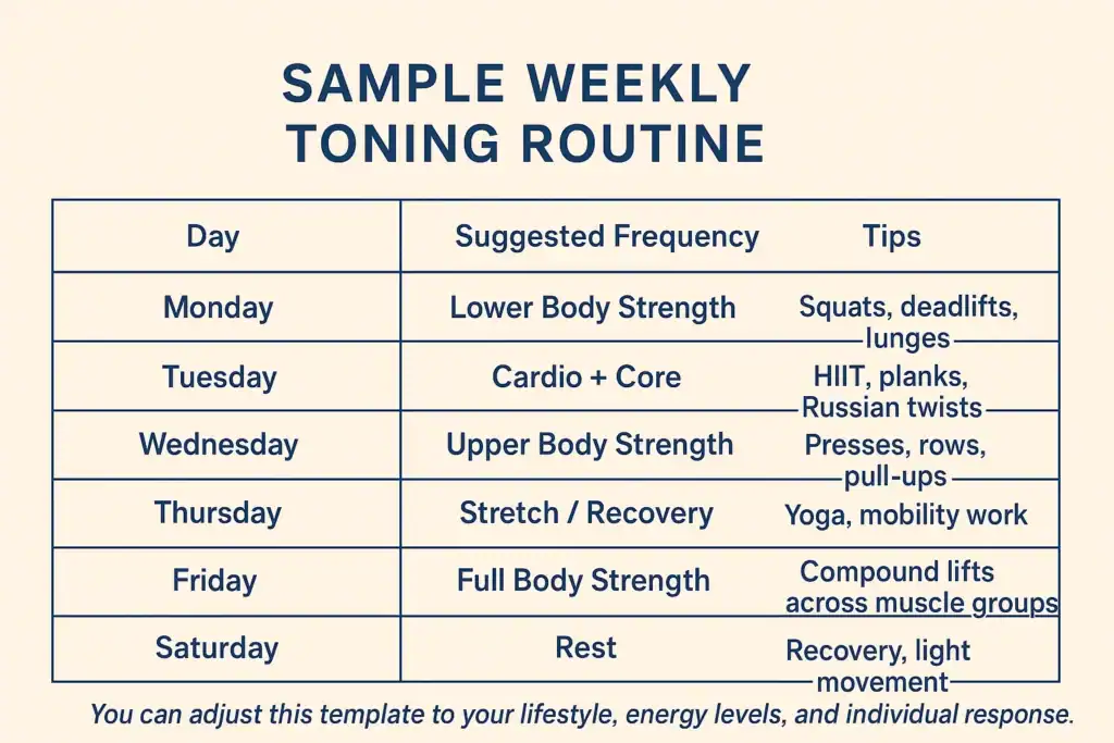 Achieving the Perfect Tone: How Often Should You Exercise for Results? 4 Weekly exercise Lutterworth plan graphic