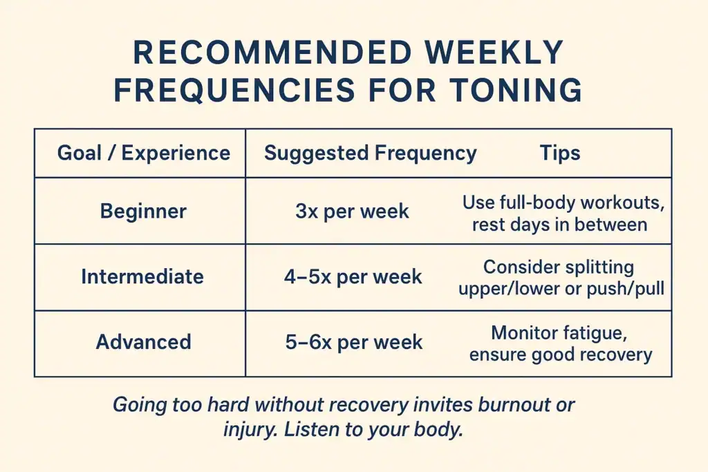 Achieving the Perfect Tone: How Often Should You Exercise for Results? 2 Graphic to show how often you should do exercise to help with toning Lutterworth